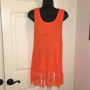 August Silk Crochet fringe sweater